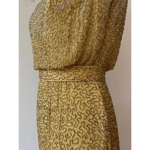 Vintage 1950s Ceil Chapman Gold Beaded Cocktail Dress - Picture 8 of 9